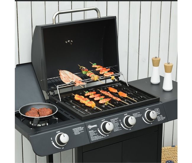 Barbacoa de Gas PP, Acero Outsunny Negro