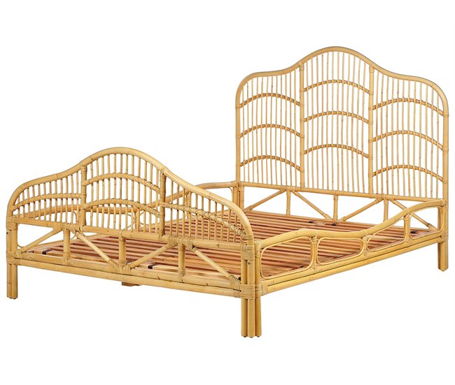 Beliani Cama Ratán DOMEYROT 147x207 Marron