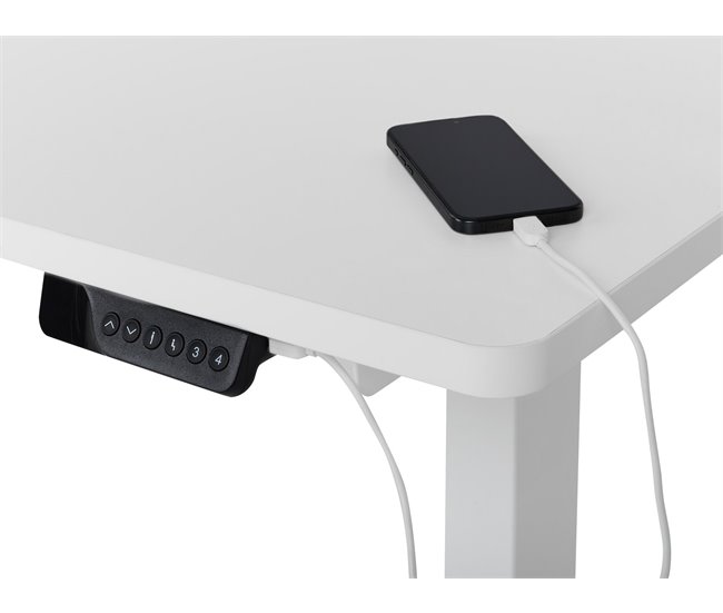 Beliani Escritorio esquinero regulable eléctrico DESTINES 160x109 Blanco