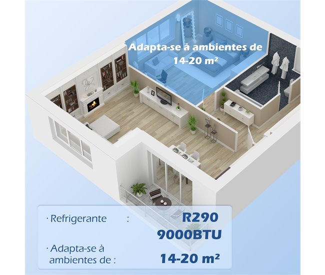 Aire Acondicionado Portátil ABS, Cobre, Aluminio HOMCOM Blanco