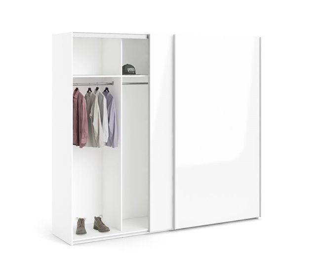 Armario FIRENZE puertas correderas blanco brillo Blanco Brillo