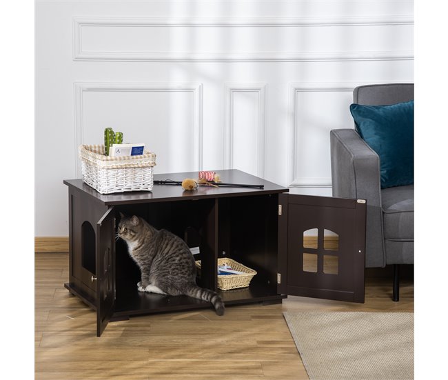 Casa para Gatos MDF PawHut, mascotas - accesorios para gatos Marron