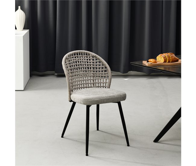 Silla tapizada en tela gris SUKI Gris