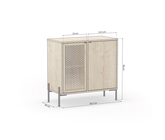 Cómoda Koivu 2 puertas 83 Negro/ Madera