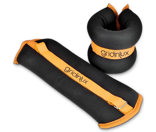 Pesas Lastradas para Tobillo y Muñeca 3KG Correa Ajustable Gridinlux Naranja