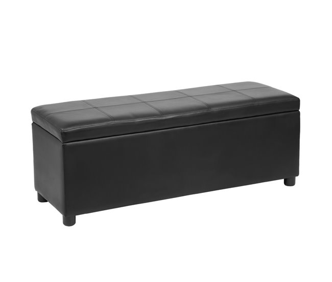 Corium Banco Ottomane para almacenaje tapizado cuero sintético 119x38 Negro