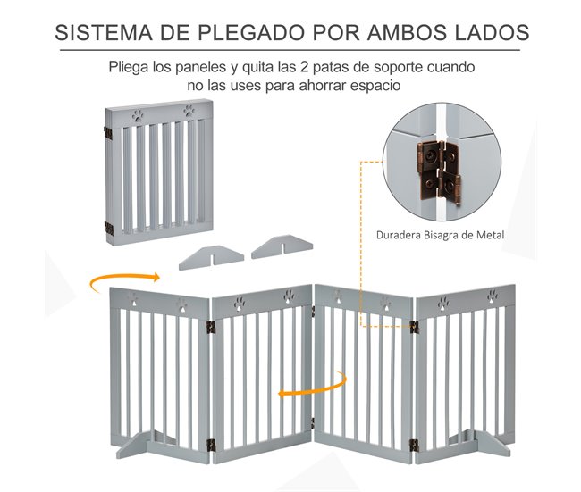 Barrera para Mascotas Madera de Pino PawHut Gris