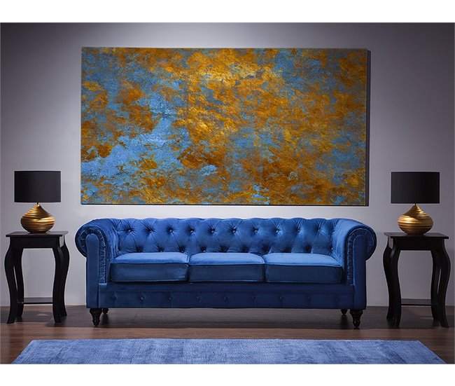 Beliani Conjunto de sofás CHESTERFIELD Azul Marino