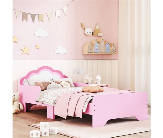 Cama Infantil MDF, Tablero Multicapa ZONEKIZ Rosa