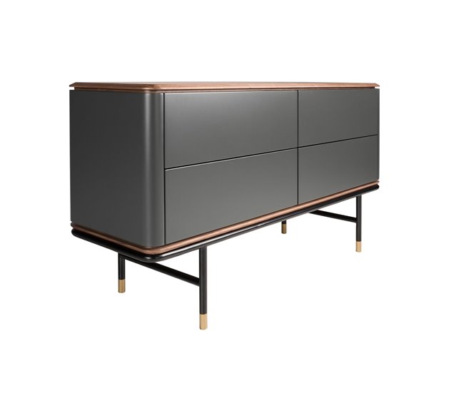Cómoda madera, acero 7172 Gris Oscuro