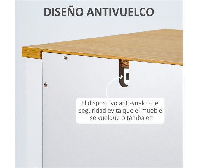 Aparador de Cocina MDF, Vidrio Templado HOMCOM 120 Blanco