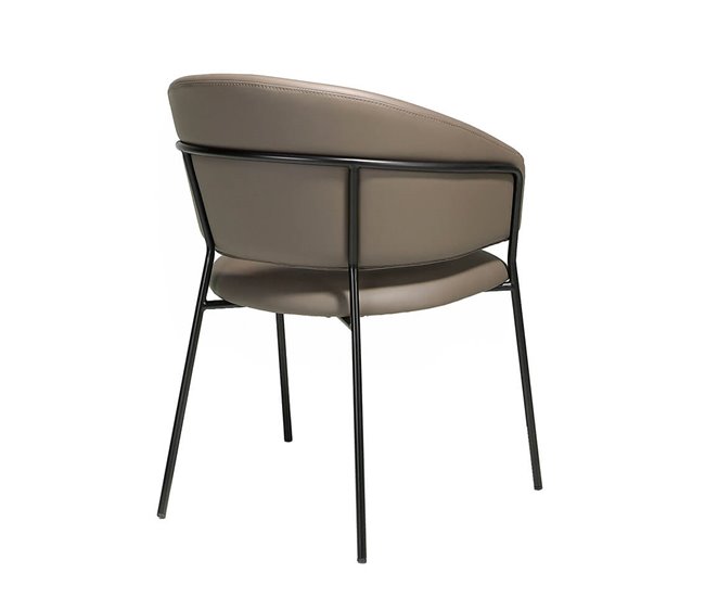 ANGEL CERDA Silla polipiel visón oscuro Nogal