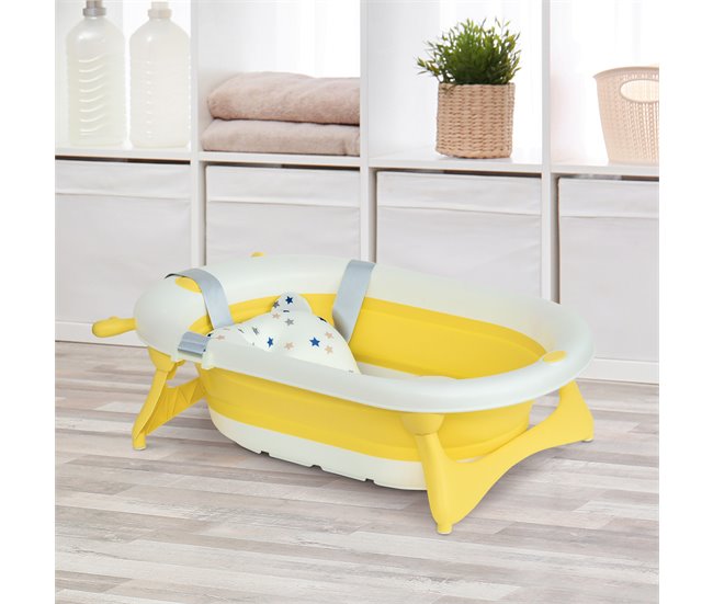 Bañera para Bebé Plegable PP, TPE HOMCOM Amarillo