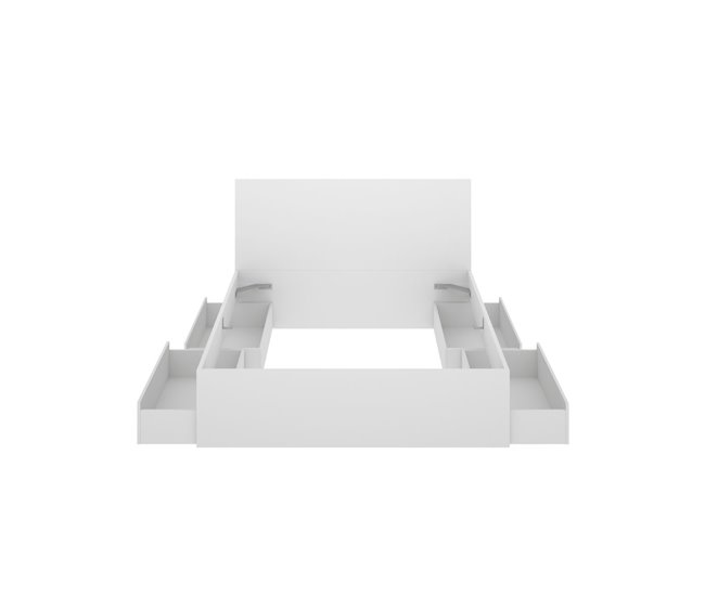 Conjunto de dormitorio Lago cama +  mesitas 249x195 Blanco