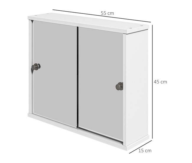 Armario con Espejo MDF, Vidrio kleankin, hogar - baño Blanco