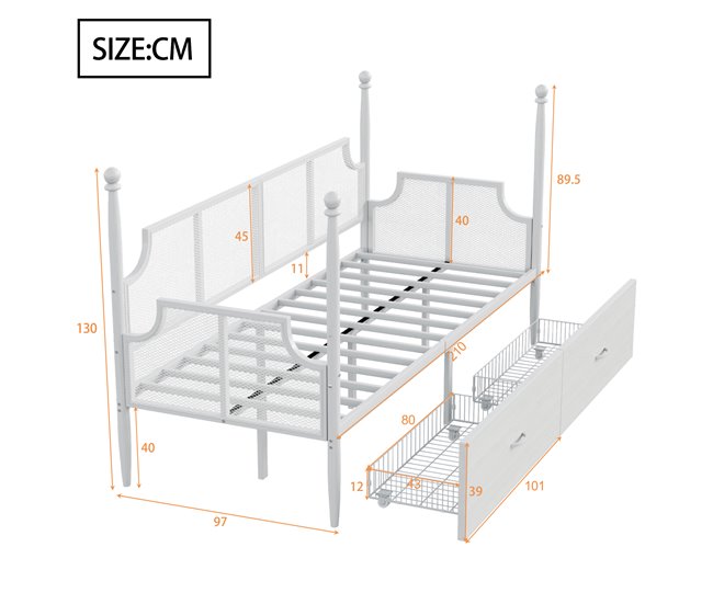 Camas individuales 97x210 Blanco