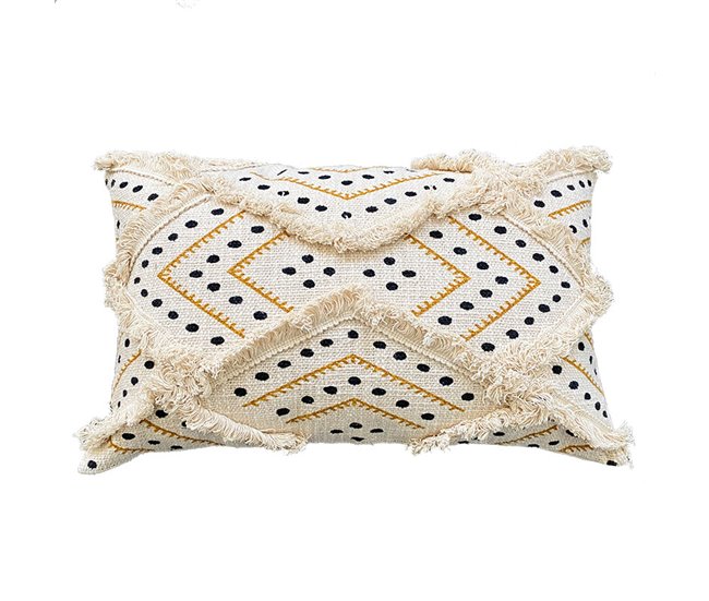 Funda de cojín de algodón Jengui Blanco