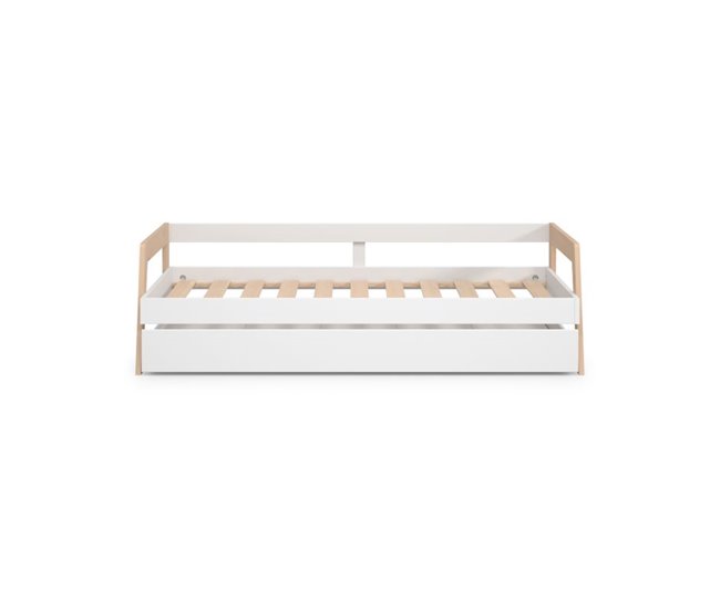 Cama doble juvenil Misty Haze 210x96 Blanco/ Madera