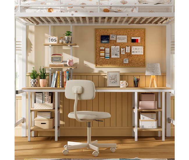 Cama alta para niños 95x204 Blanco