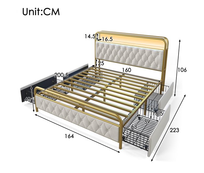 Camas de matrimonio 164x223 Blanco