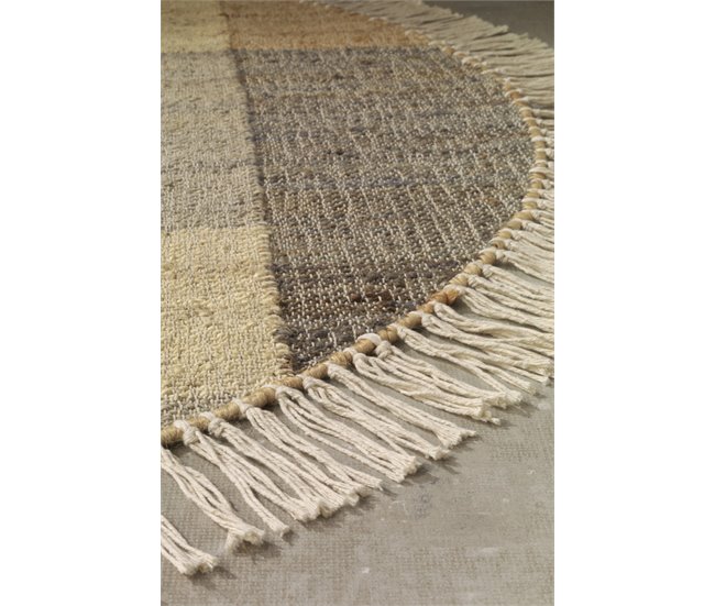 Alfombra de yute/lana/Alg. 120x120 Natural