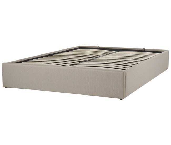 Beliani Cama con somier Poliéster DINAN 167x214 Beige