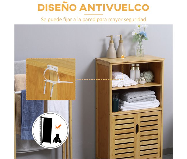 Armario de Baño Bambú kleankin, hogar - baño Marron