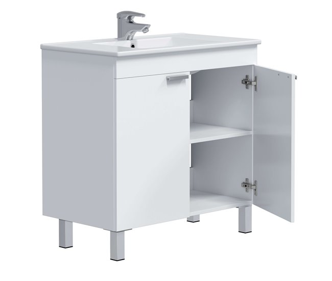 Mueble Baño Atea con Patas Armario 2 Puertas 80 Blanco