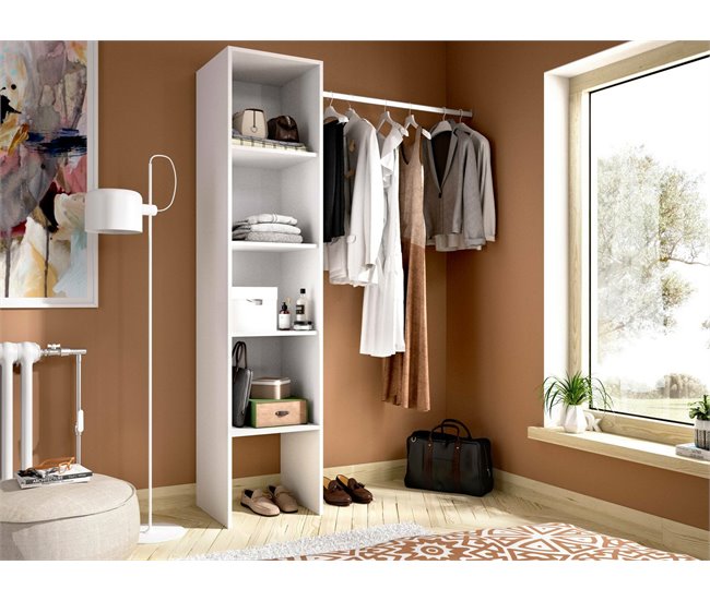 Guarda-roupa grande com efeito de madeira 138 Blanco