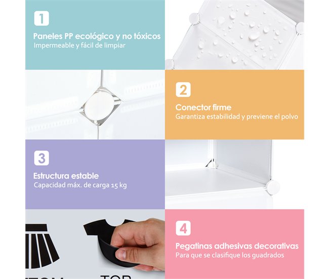 Armario Modular Plástico PP HOMCOM, hogar - muebles de recibidor 75 Blanco