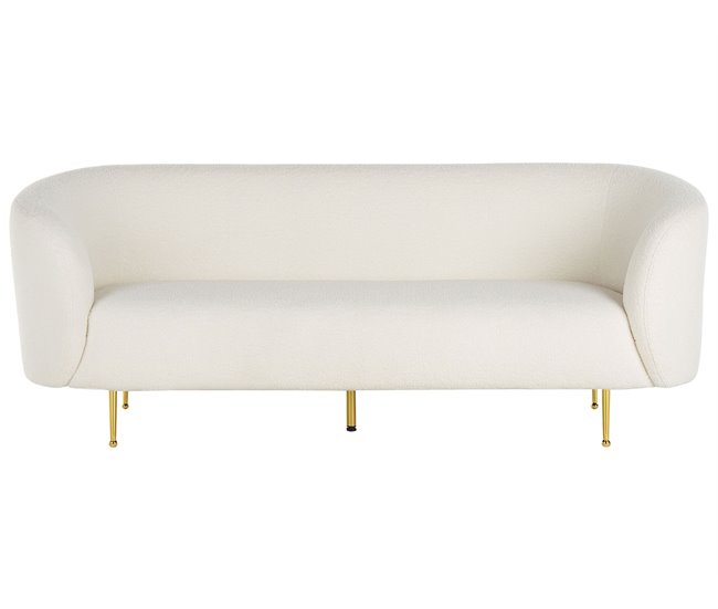 Beliani Sofá de 3 plazas Bouclé LOEN Blanco