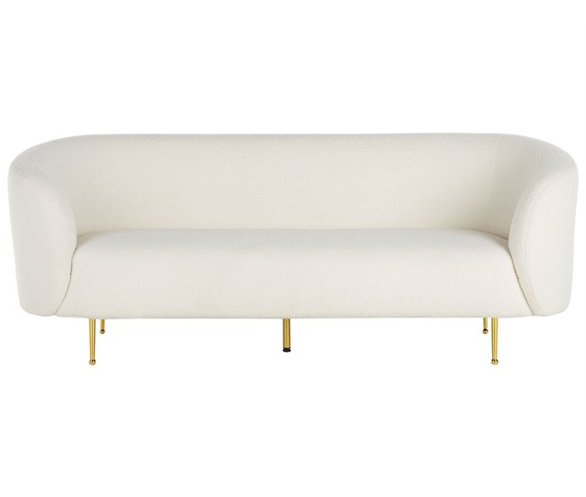 Beliani Sofá de 3 plazas Bouclé LOEN Blanco