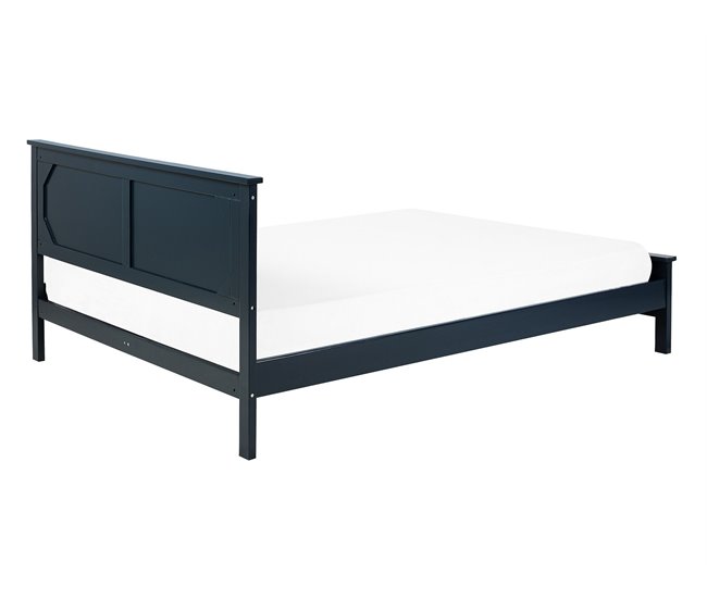 Beliani Cama con somier Madera de pino OLIVET 148x208 Azul