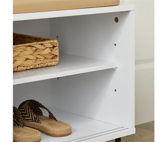 Banco Zapatero con Puertas Correderas FSR116-W SoBuy Blanco