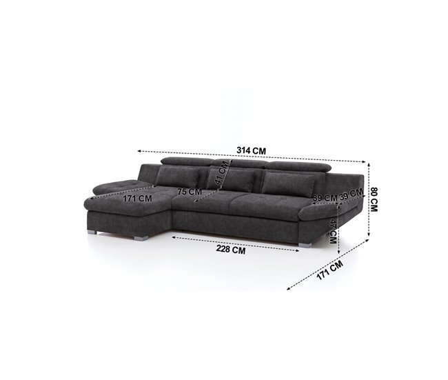 Chaise longue convertible en cama ETERNITY Antracita