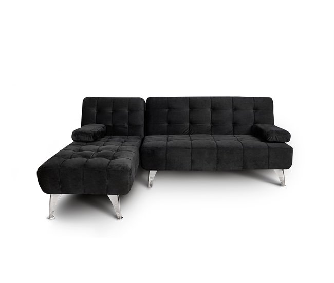 Sofá chaise longue AROA-XS Negro/ Gris