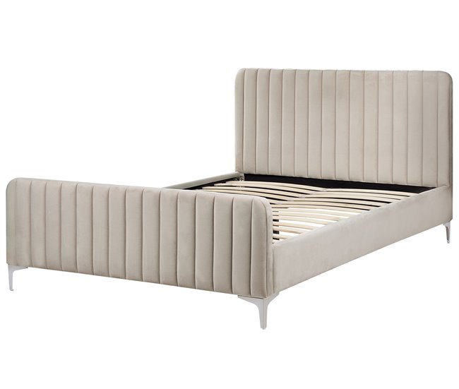 Beliani Cama Terciopelo LUNAN 146x215 Gris
