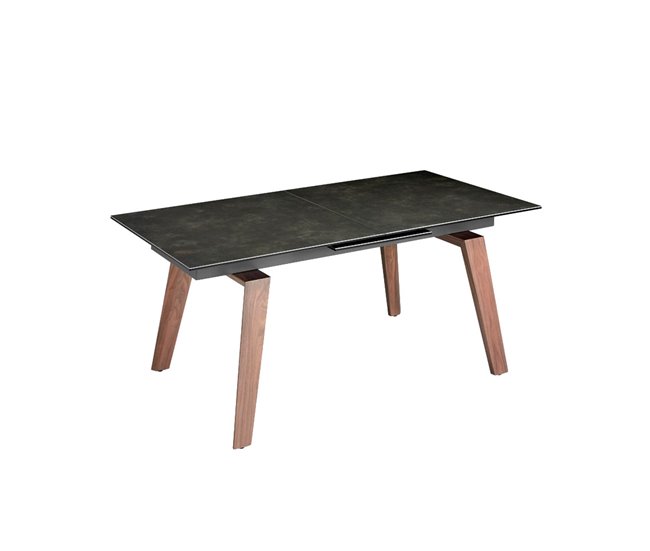 ANGEL CERDA Mesa comedor extensible mármol negro Nogal