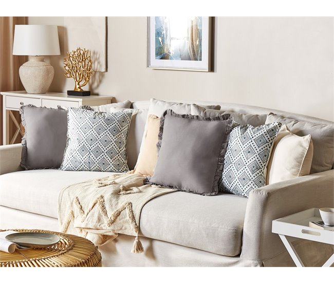 Beliani Cojín decorativo GLABRA Gris
