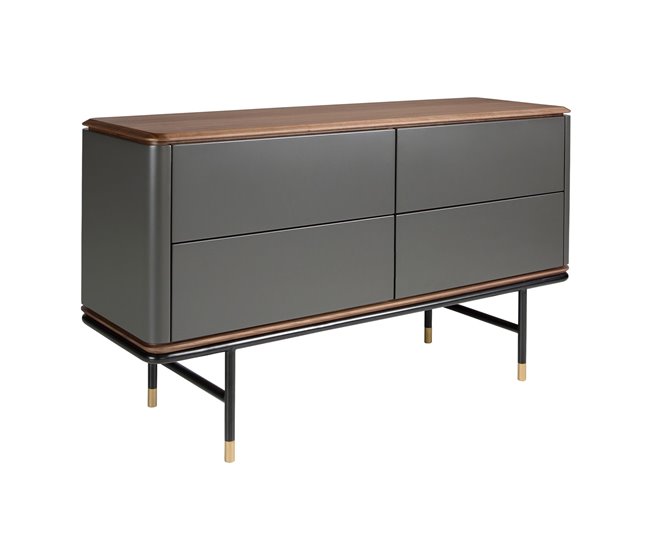 Cómoda madera, acero 7172 Gris Oscuro
