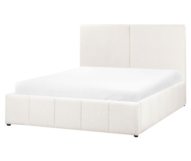 Beliani Cama con almacenaje Poliéster CASTELNAVET 170x220 Crema