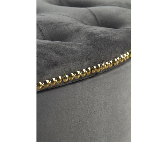 Asiento tapizado en terciopelo patas en madera natural Gris