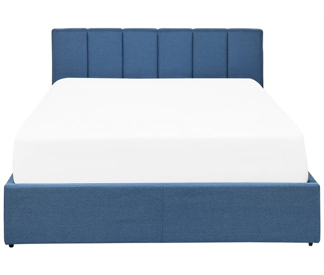 Beliani Cama con somier Poliéster DREUX 151x214 Azul
