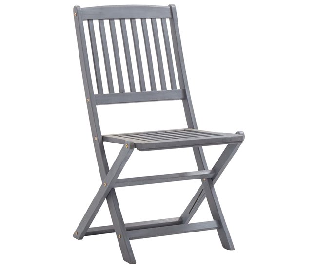 4 Sillas de jardín plegables de madera maciza con cojines Antracita