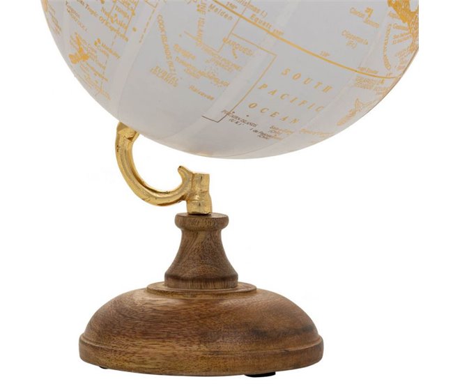 Globo terráqueo de plástico con base de madera Marron