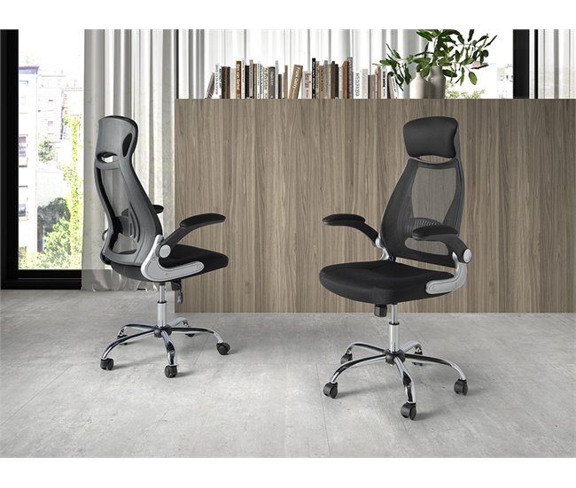 ANGEL CERDA Silla oficina giratoria tela negra Aluminio