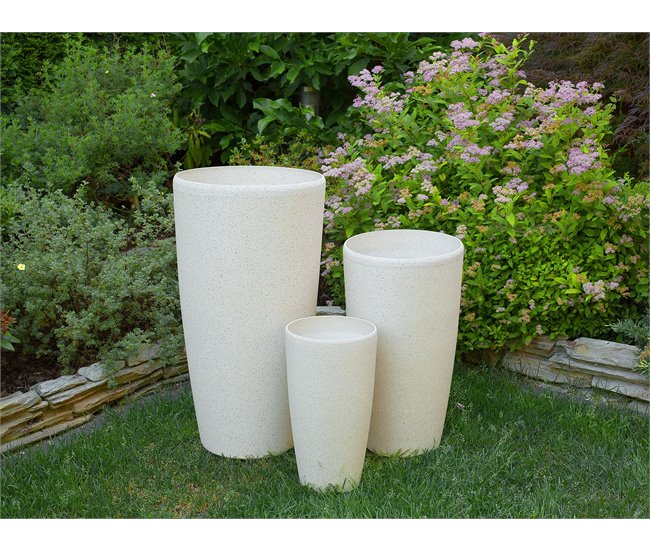 Beliani Conjunto de 2 macetas ABDERA Beige