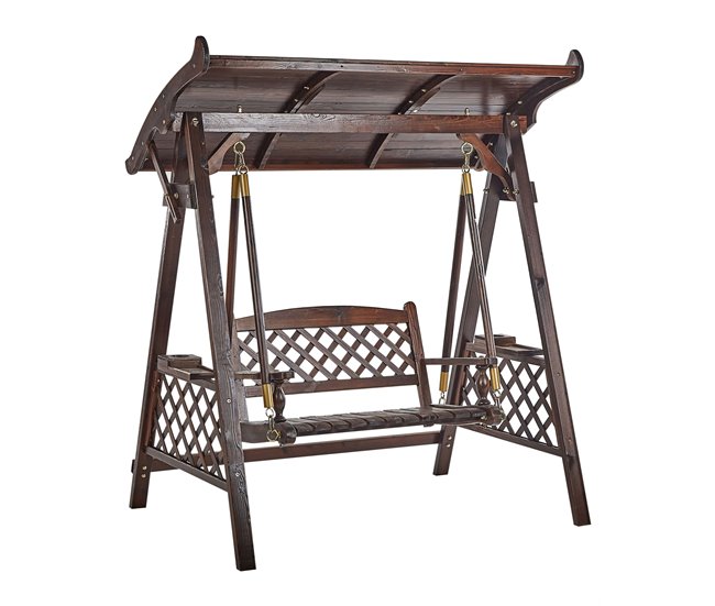 Beliani Columpio SENARICA Madera Oscura