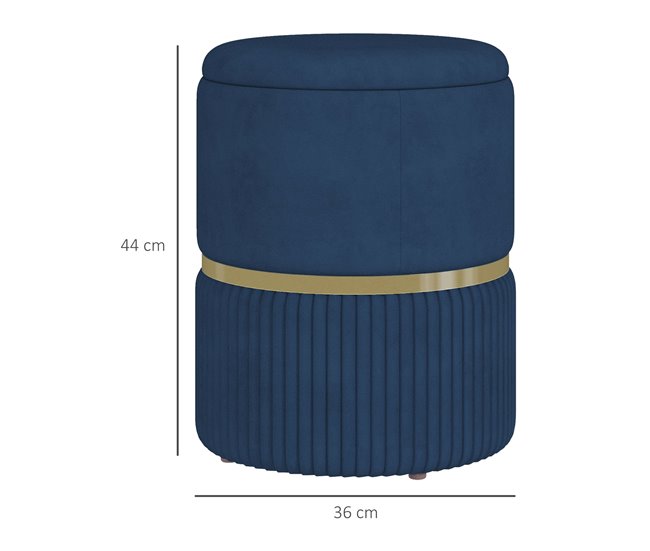 Taburete de Almacenaje Poliéster, Espuma HOMCOM Azul