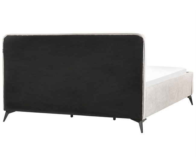 Beliani Cama Poliéster VALOGNES 192x220 Gris Claro